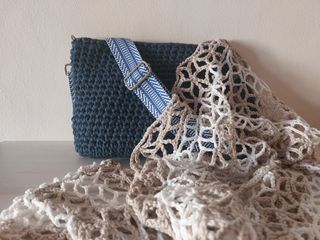 Foulard crochet beige y blanco nuevo
