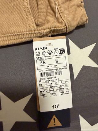Pantalón slim niño Kiabi 3 años NUEVO