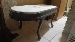 Mesa de centro ovalada mármol y madera