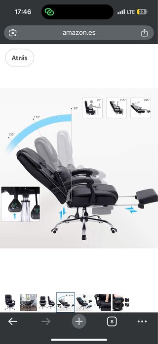 Silla de oficina ergonómica con reposapiés