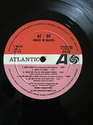 Vinilo AC/DC de 1980