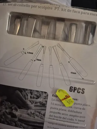 Juego 6 Cuchillos Esculpir Madera Mango