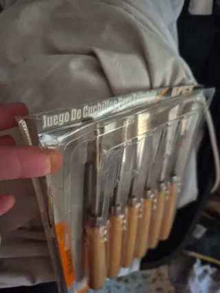 Juego 6 Cuchillos Esculpir Madera Mango