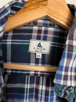 Camisa A. Mom cuadros azul y verde