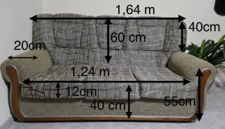 Sofá de 3 plazas tela y madera