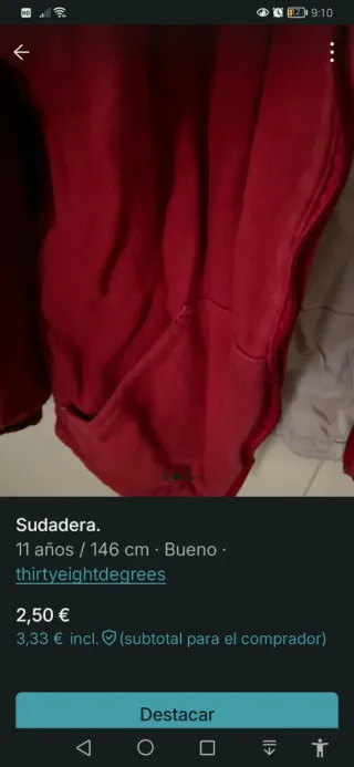 Chaqueta deportiva roja 146 cm