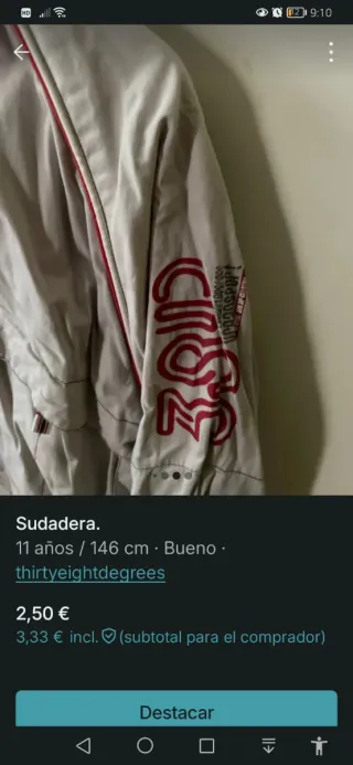 Chaqueta deportiva roja 146 cm