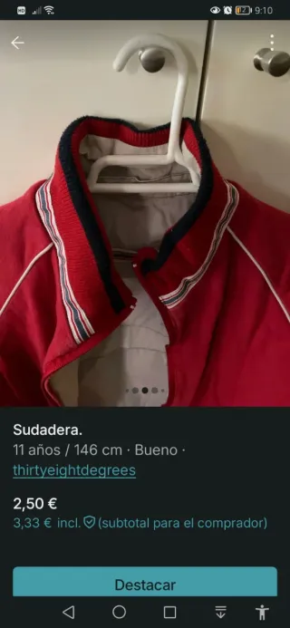 Chaqueta deportiva roja 146 cm