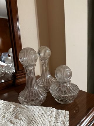 Juego 3 jarrones vidrio con tapa