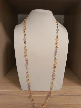 Collana con cristalli, quarzo lilla e giallo
