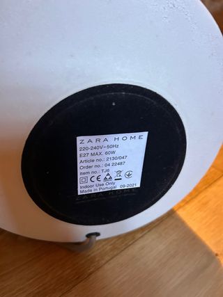 Lámpara Mesa Zara Home Cerámica Blanca