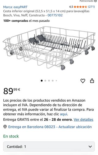 Cesta inferior lavavajillas Bosch