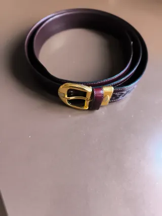 Cinturón de cuero marrón y dorado