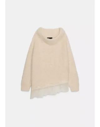 Jersey L punto combinado encaje Zara