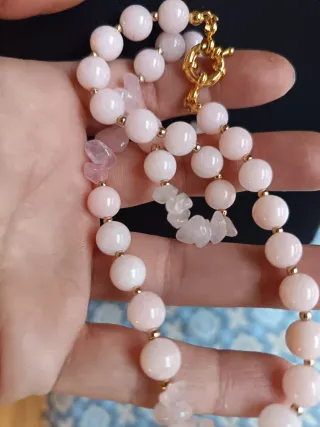 Collana quarzo rosa e oro