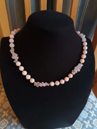 Collana quarzo rosa e oro