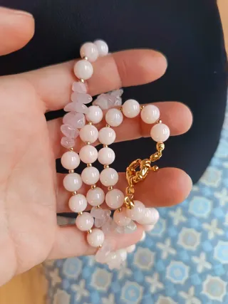 Collana quarzo rosa e oro