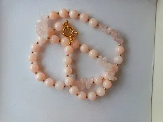 Collana quarzo rosa e oro