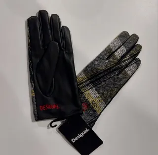 Guantes Desigual Tartán Flores Bordadas