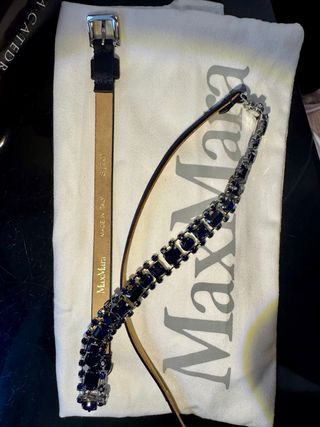 MaxMara Cinturón Joya Satén Azul Noche