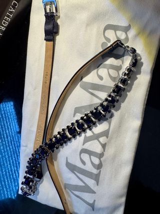 MaxMara Cinturón Joya Satén Azul Noche