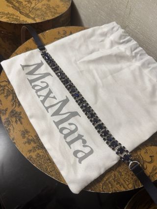 MaxMara Cinturón Joya Satén Azul Noche