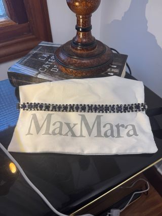 MaxMara Cinturón Joya Satén Azul Noche