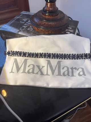 MaxMara Cinturón Joya Satén Azul Noche