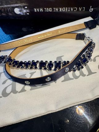 MaxMara Cinturón Joya Satén Azul Noche