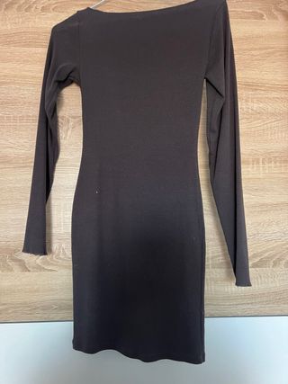 Vestido midi Bershka marrón algodón