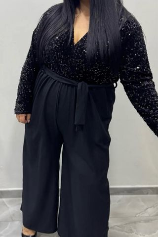 Tuta elegante nera con paillettes