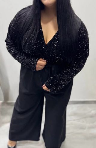Tuta elegante nera con paillettes
