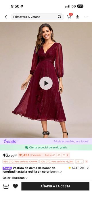 Vestido granate invitada boda