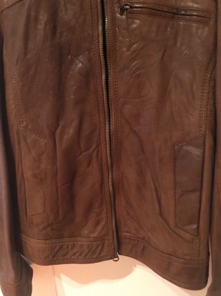 Cazadora Piel Vacuno Bershka Marrón