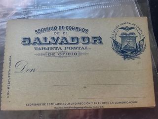 Tarjeta Postal,doble  El Salvador,año 1890-95
