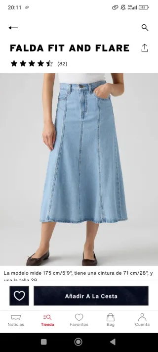 Falda Levi's Fit And Flare Azul Talla 34