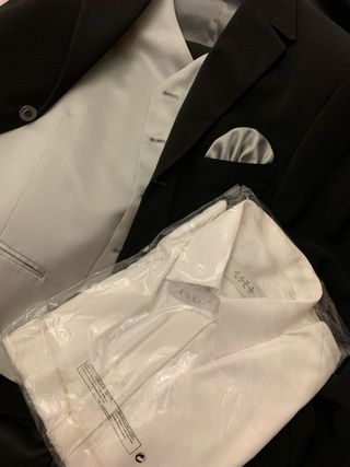 Traje Novio Negro/Plata Talla L