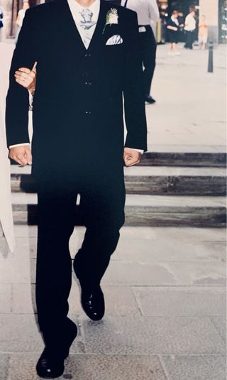 Traje Novio Negro/Plata Talla L