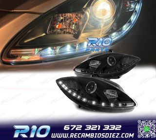 FAROS SEAT LEON ALTEA TOLEDO 04-09 LUZ DIURNA LED FONDO NEGR