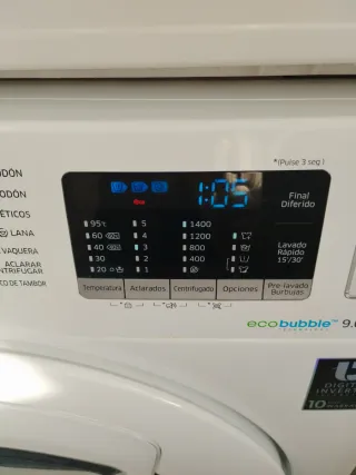 Lavadora Samsung 9kg Ad-Wash funciona perfectament
