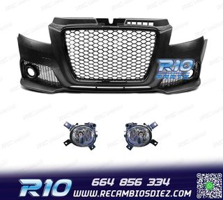 PARAGOLPES DELANTERO AUDI A3 8P 08-12 LOOK RS3 NEGRO CON FAR