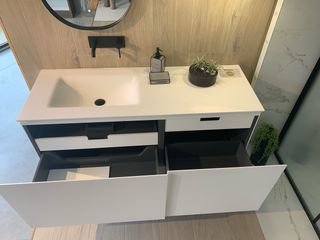 Mueble baño suspendido resina blanco