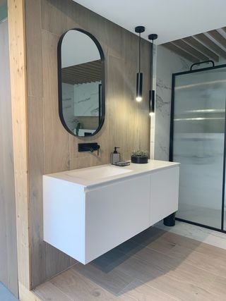 Mueble baño suspendido resina blanco