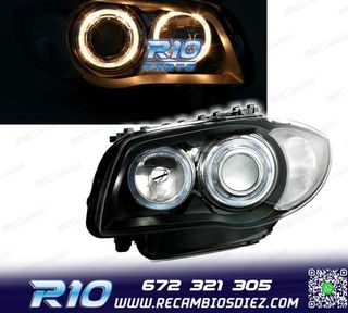 FAROS BMW E81 E87 E82 E88 04-11 OJOS ANGEL FONDO NEGRO