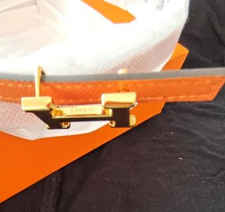 Cinturón Hermes Naranja Hebilla Dorada