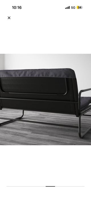 Sofá cama gris tela y metal