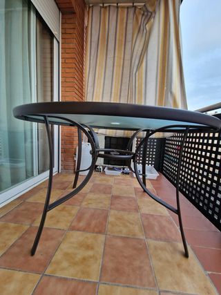 Mesa Terraza Cristal y Metal Marrón