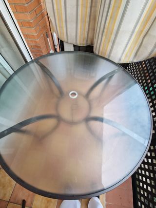 Mesa Terraza Cristal y Metal Marrón