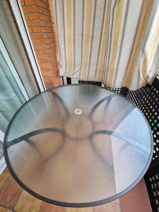 Mesa Terraza Cristal y Metal Marrón