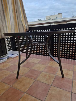 Mesa Terraza Cristal y Metal Marrón